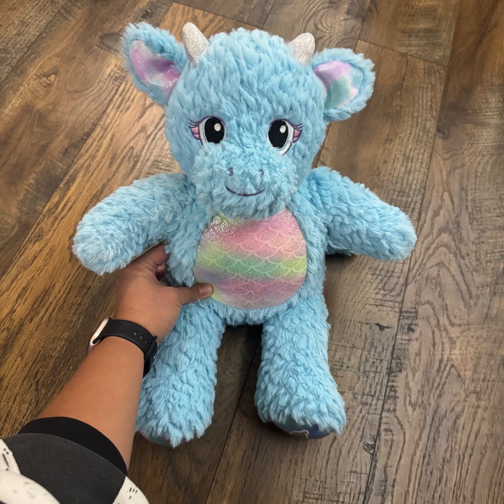Build-A-Bear Workshop Fairy Tale Forest Blue Dragon Rainbow Scales Plush 16 Inch